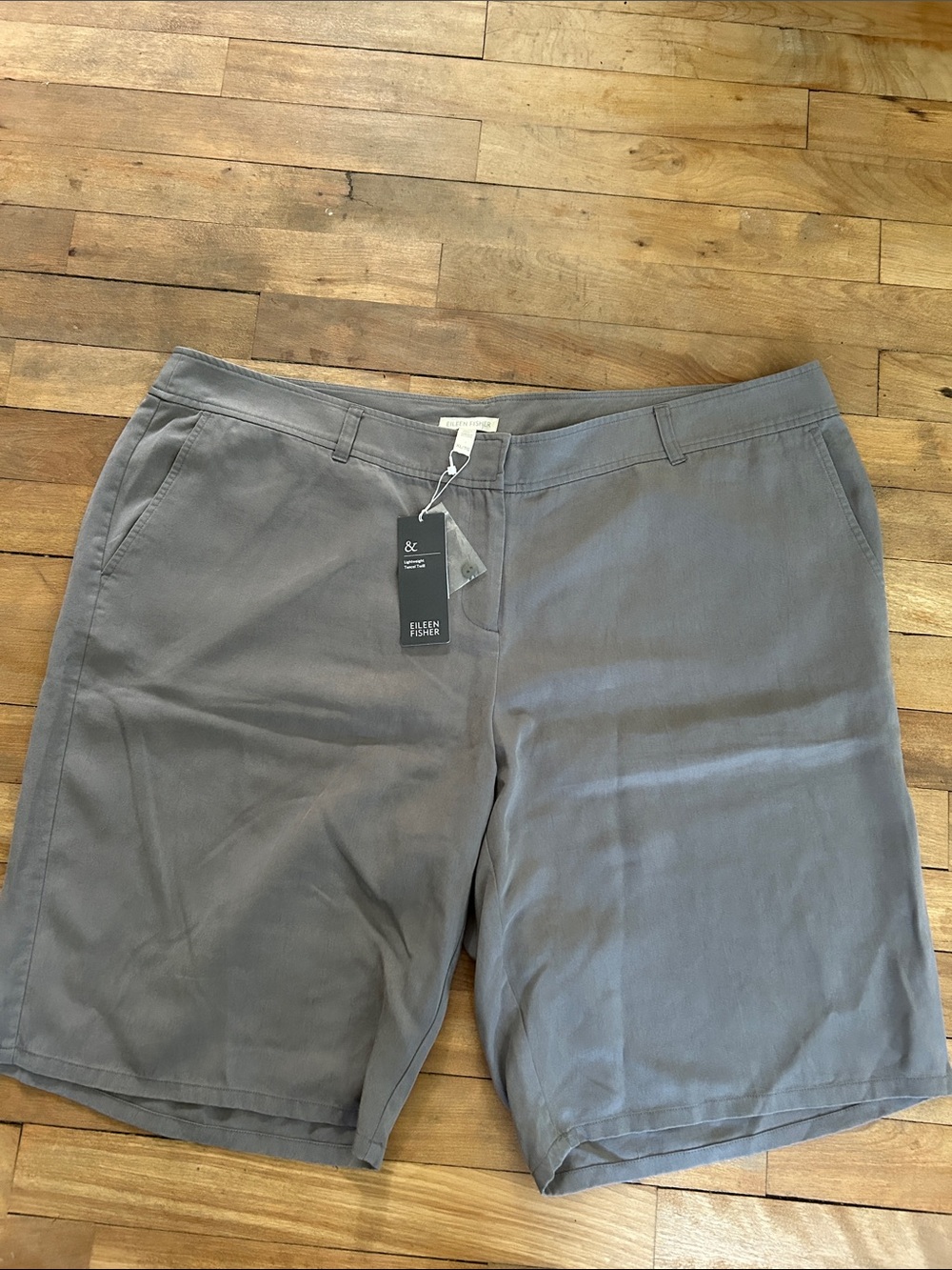 Eileen Fisher Casual Gray Flat-Front Shorts